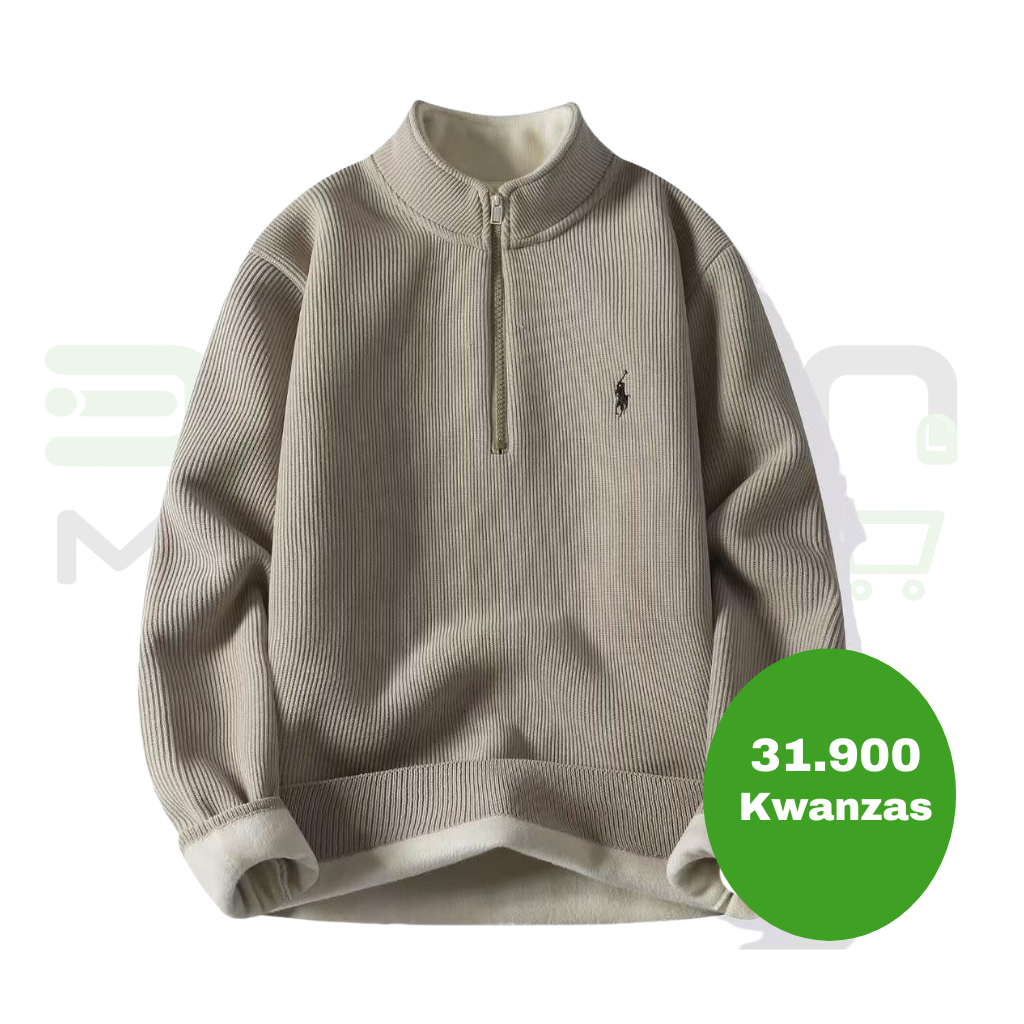 Camisola Meio-Fecho Casual Bege