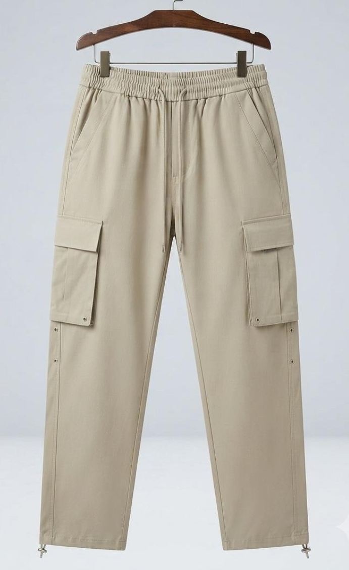Calça Cargo Areia com Molas Laterais