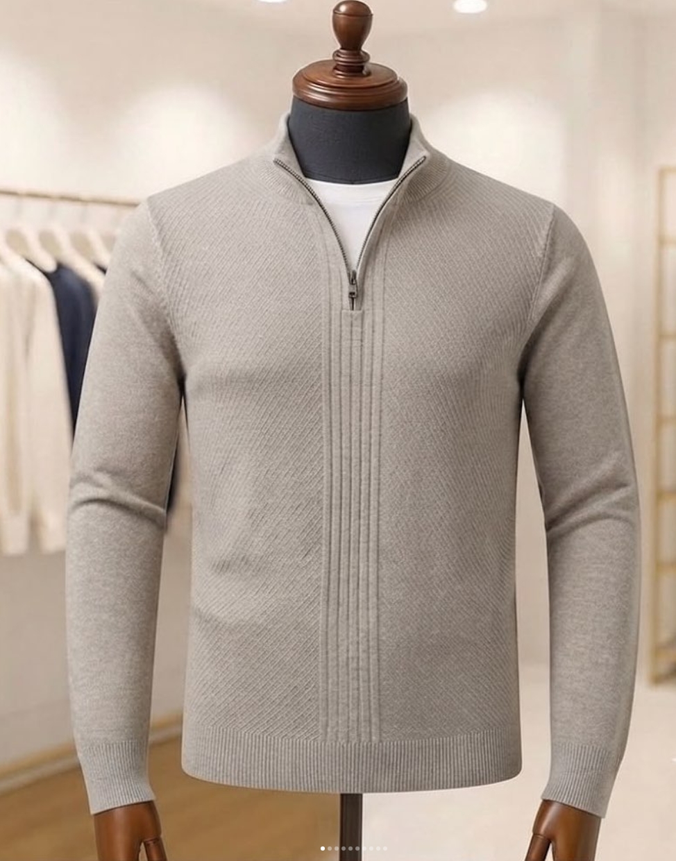 Camisola de Tricô com Fecho Bege