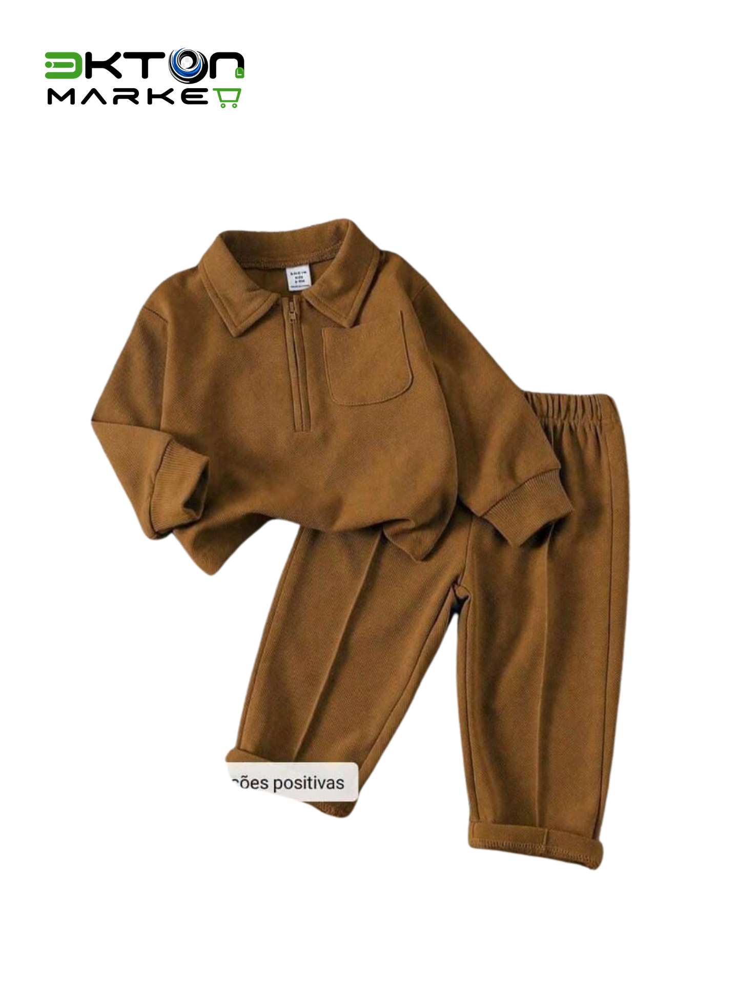 Conjunto Infantil Polo com Fecho · Castanho Camel