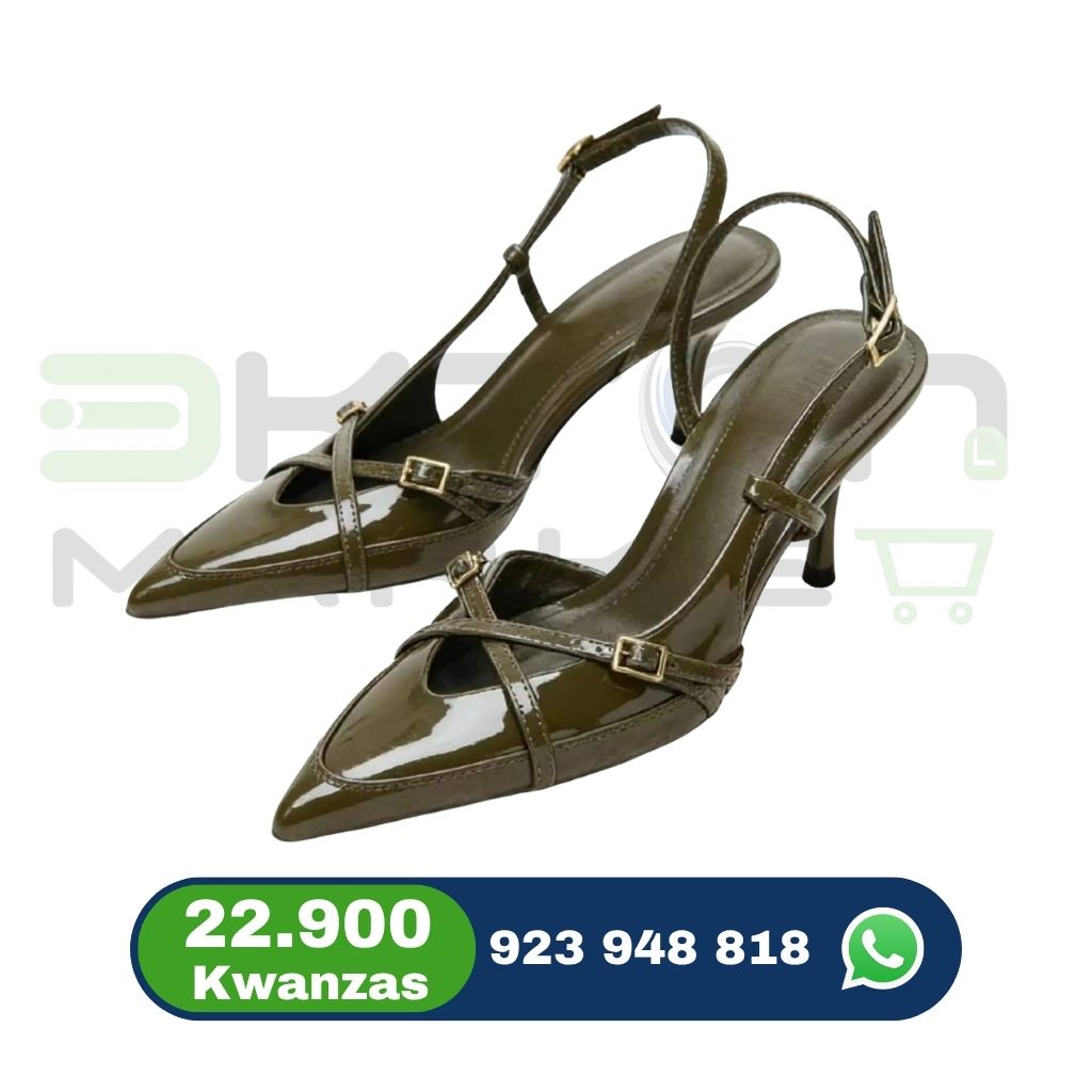 Scarpin Slingback Feminino Verde Militar Envernizado