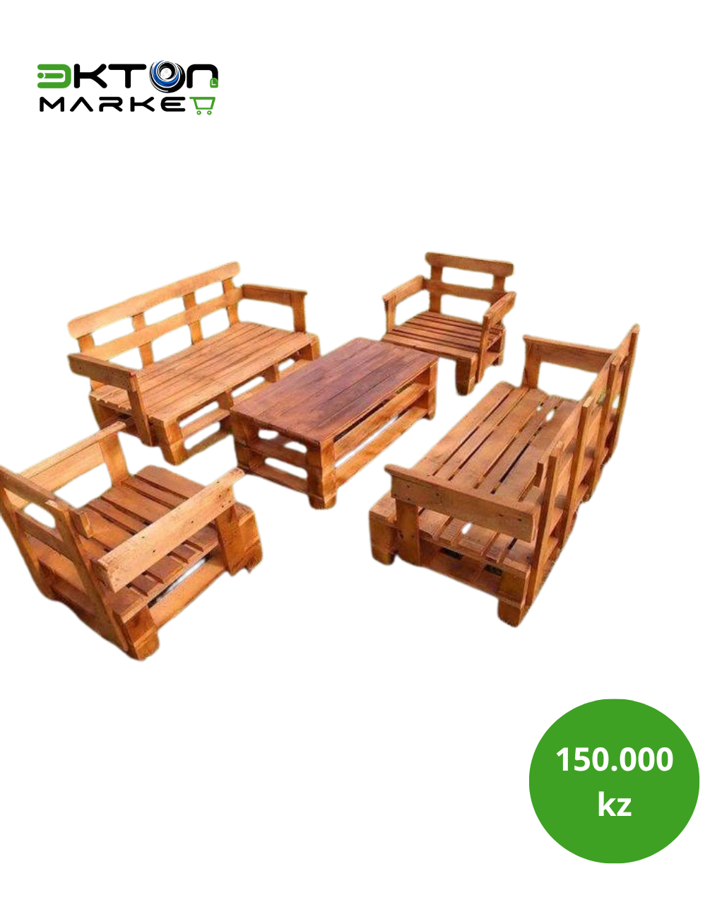 Conjunto de Sala em Madeira de Paletes (4 Peças)