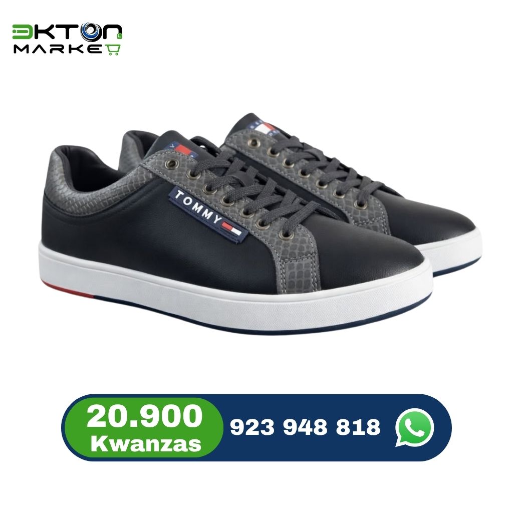 Ténis Casual Masculino Preto e Cinzento