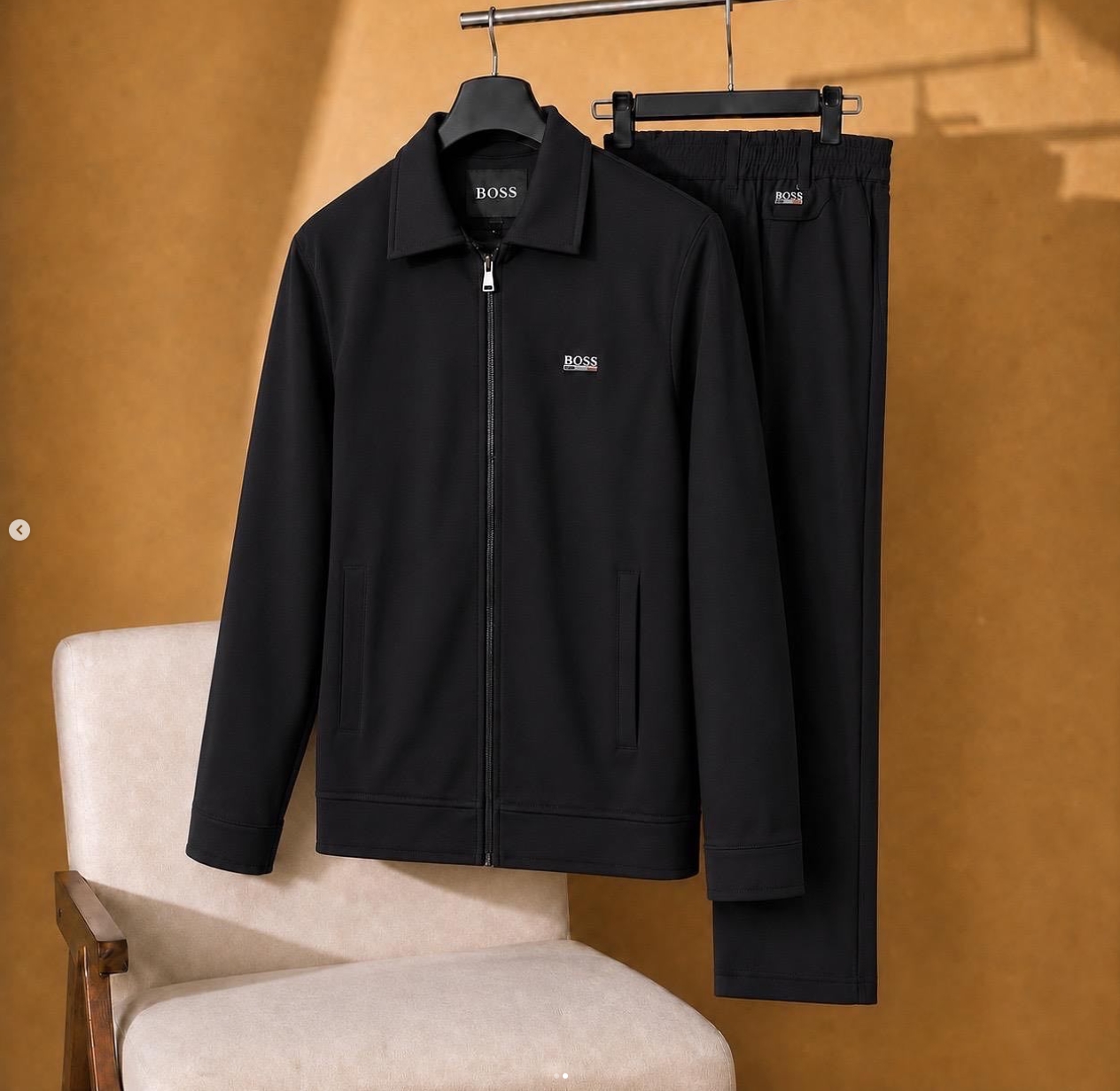 Conjunto Boss Casaco com Fecho e Calça Preto