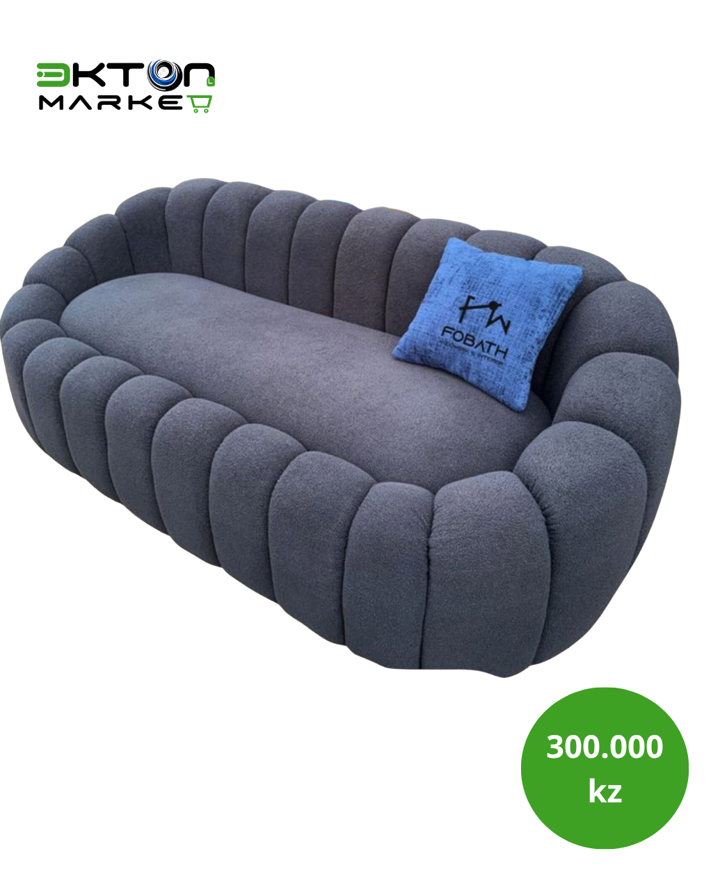 Sofá Bubble Curvo em Bouclé Cinzento