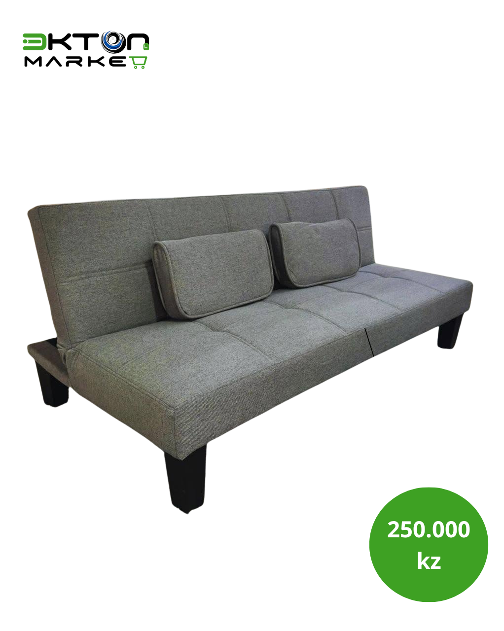 Sofá-Cama 3 Lugares em Tecido Cinzento