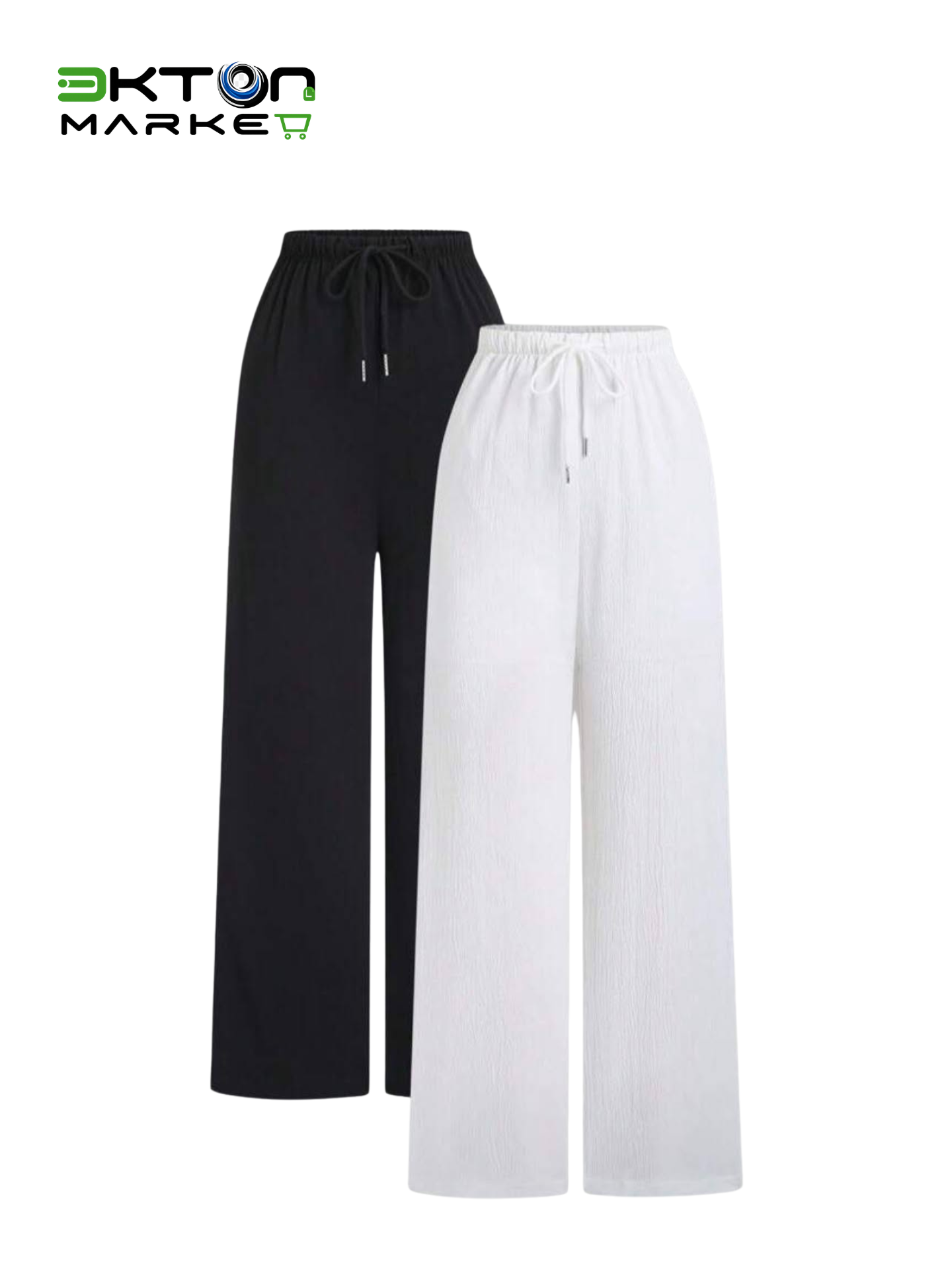 Calça Palazzo Plissada de Cintura Elástica