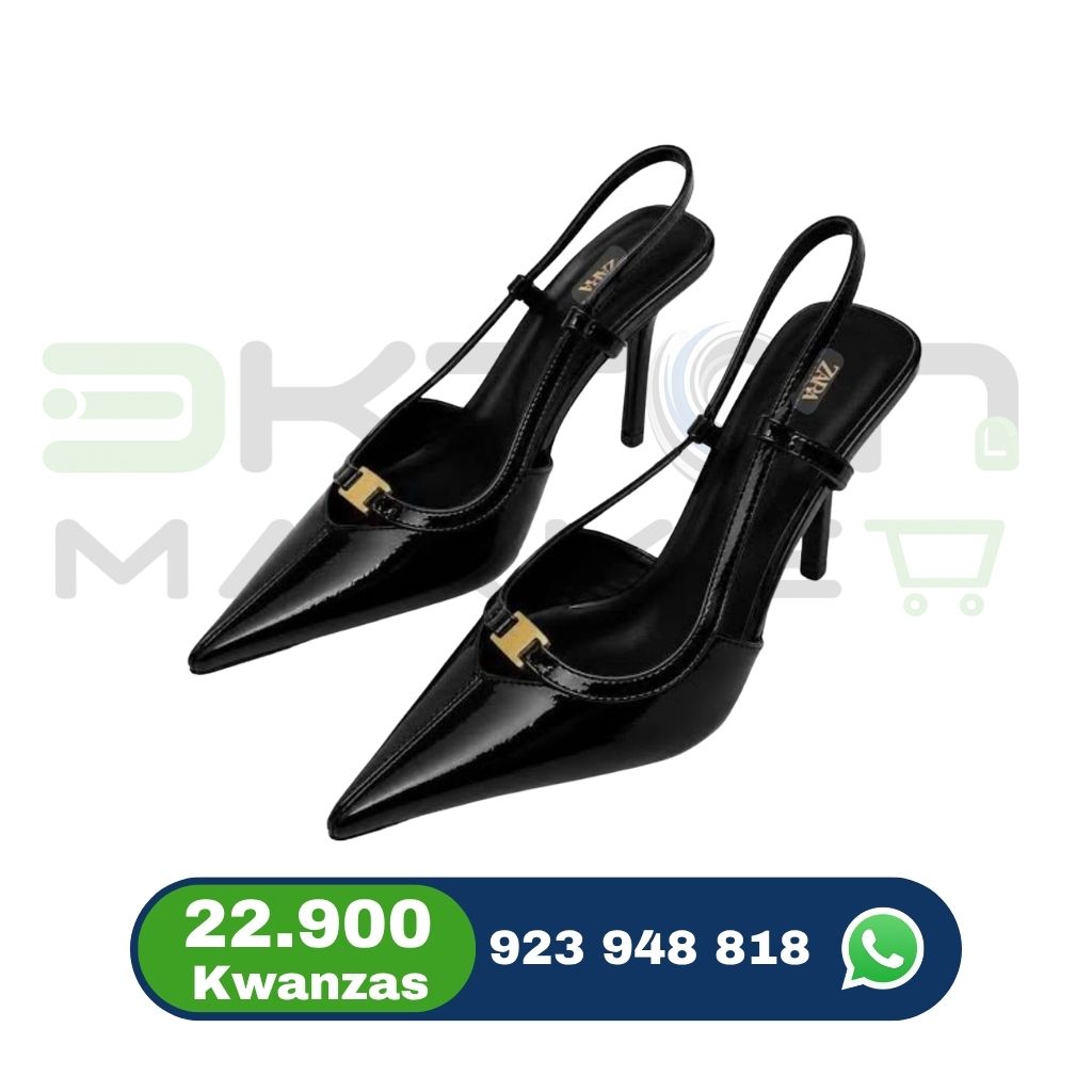 Scarpin Slingback Feminino Preto Envernizado