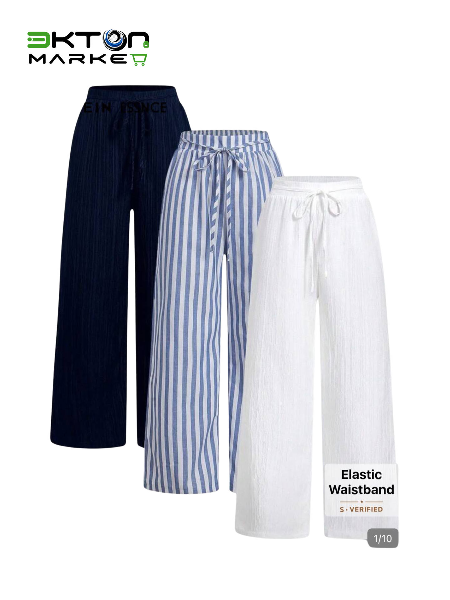 Calça Palazzo Plissada de Cintura Elástica — imagem 3 de 5