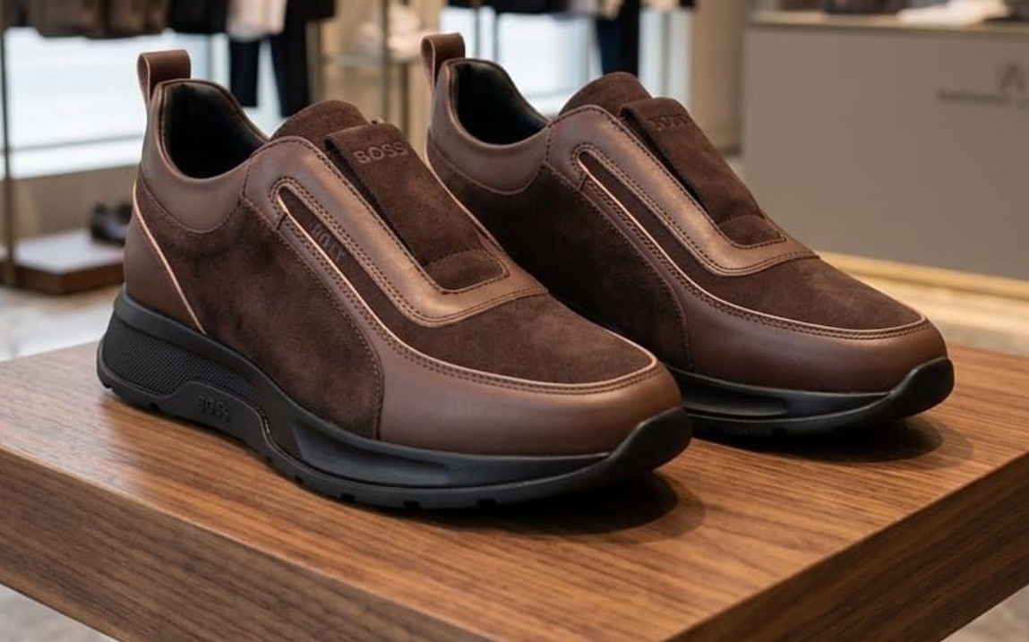 Ténis Boss Slip-On em Camurça Castanho-Chocolate