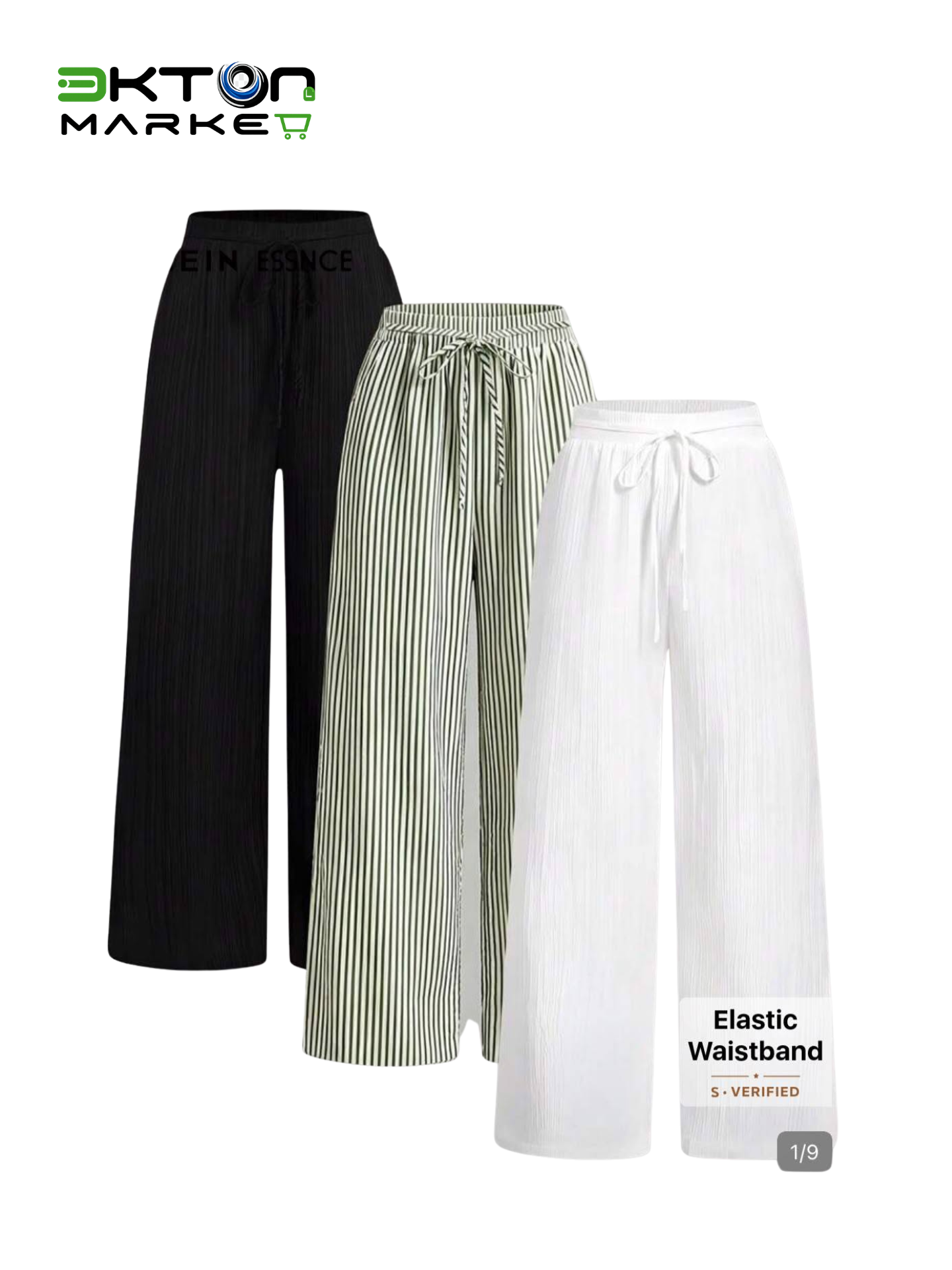 Calça Palazzo Plissada de Cintura Elástica — imagem 4 de 5