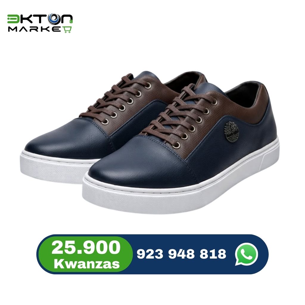 Ténis Casual Masculino Azul e Castanho