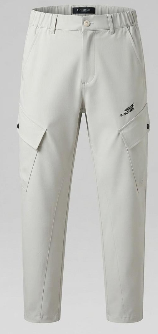Calça Cargo Cinza-Pérola com Passadores