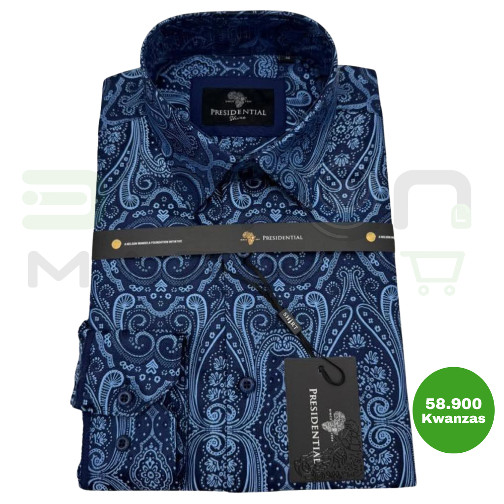 Camisa Social Presidential Luxe T107 Azul Paisley