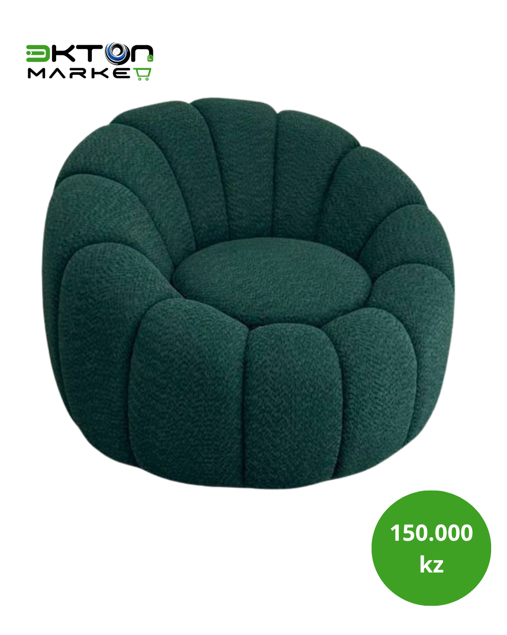 Cadeirão Bubble em Bouclé Verde Esmeralda
