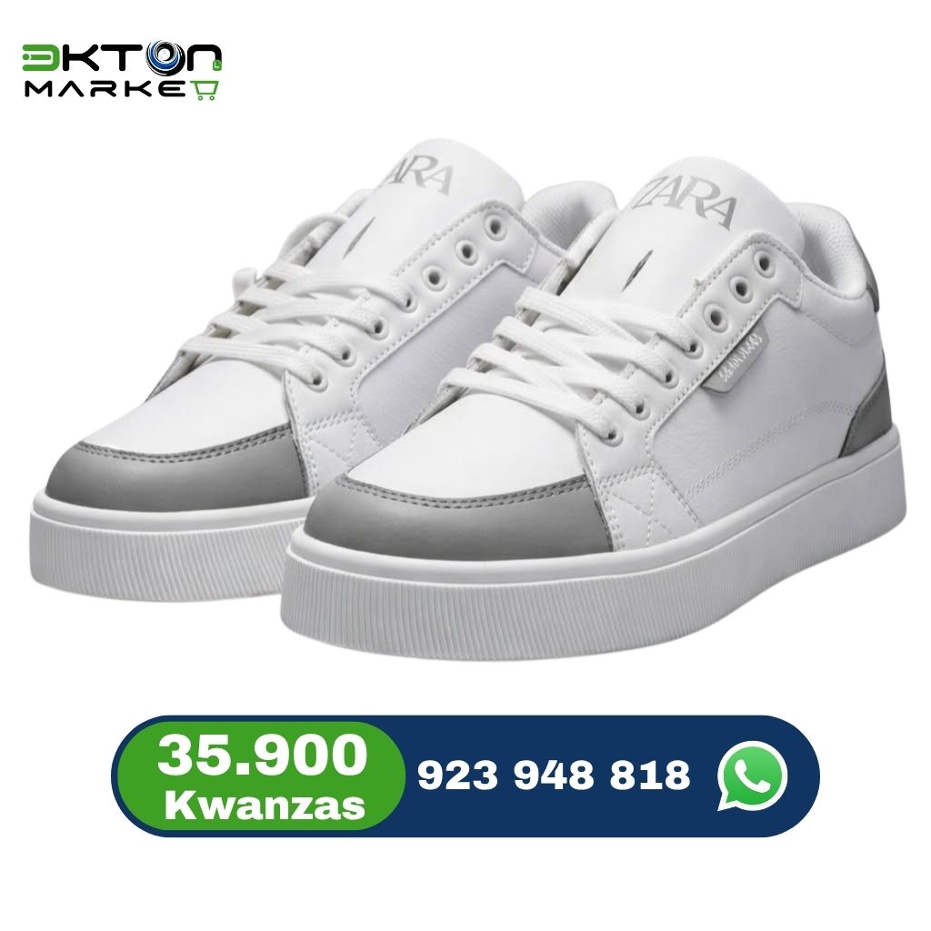 Ténis Casual Masculino Branco e Cinzento