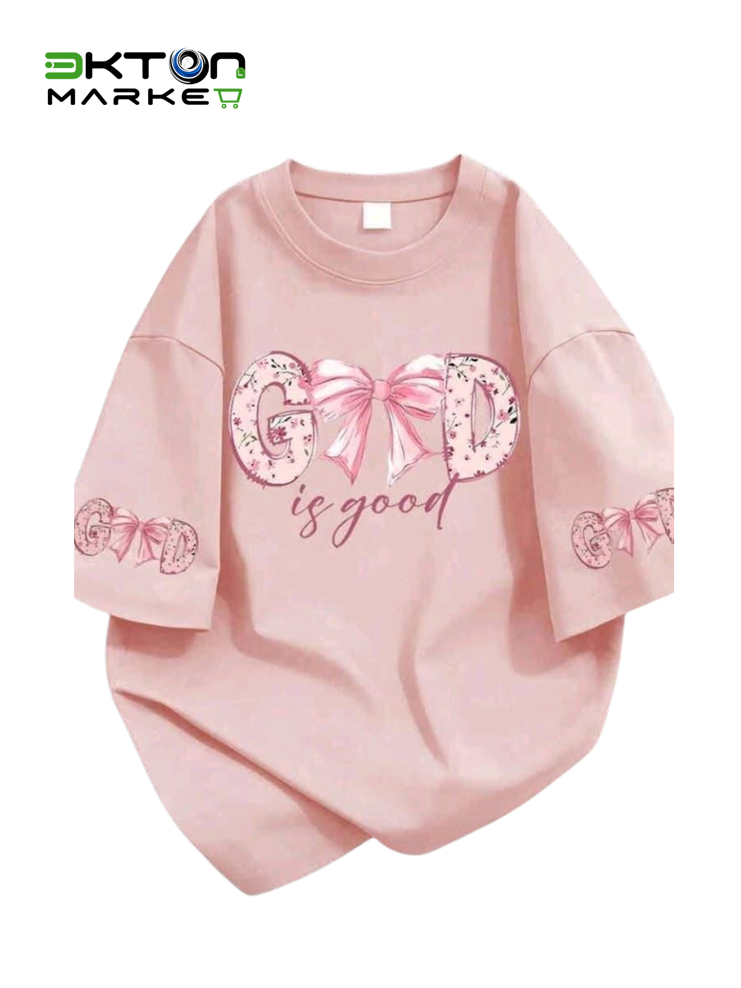T-shirt Oversized Rosa "God is Good"