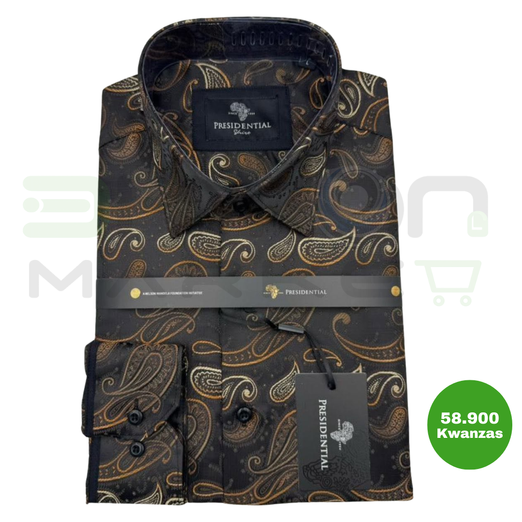 Camisa Social Presidential Luxe T114 Preto e Bege