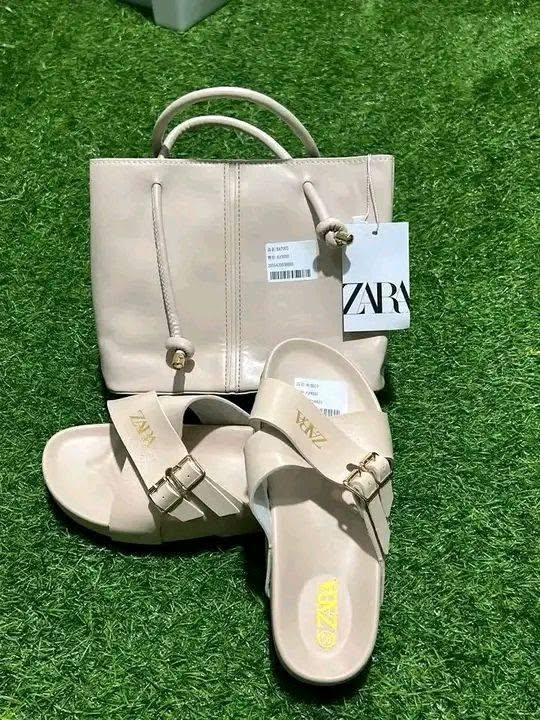 Conjunto Zara — Bolsa Tote + Sandálias Bege