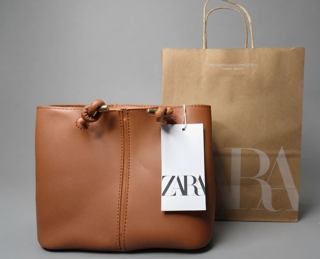 Bolsa Tote Zara em Pele Sintética Caramelo