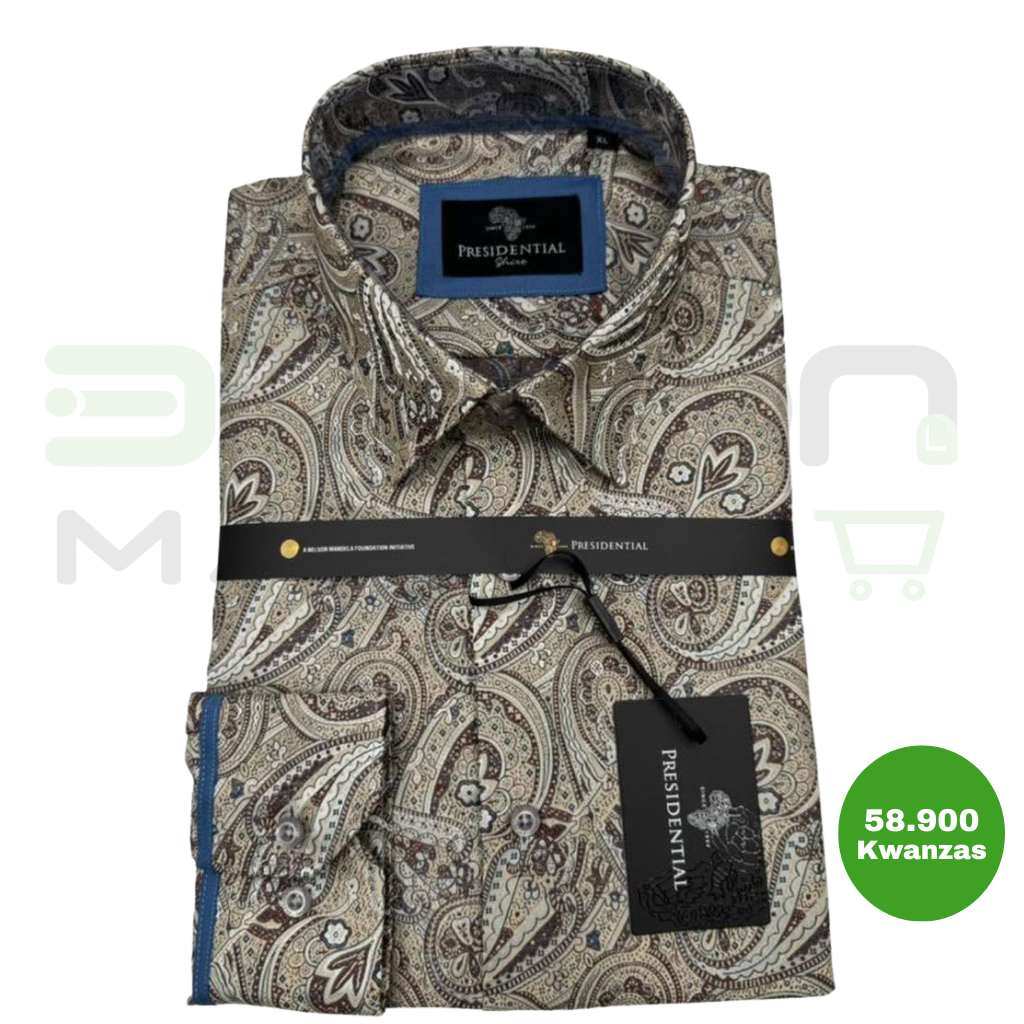 Camisa Social Presidential Luxe T116 Bege Paisley