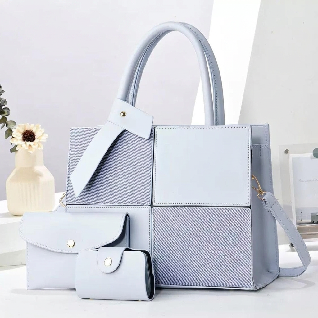 Conjunto Bolsa Azul Clara + Carteira