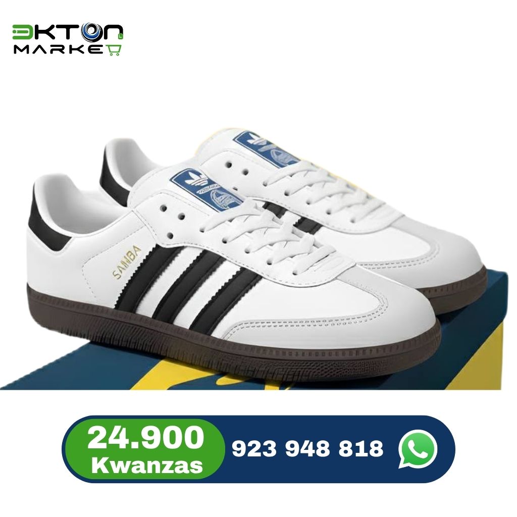 Ténis Casual Masculino Branco com Detalhes Pretos