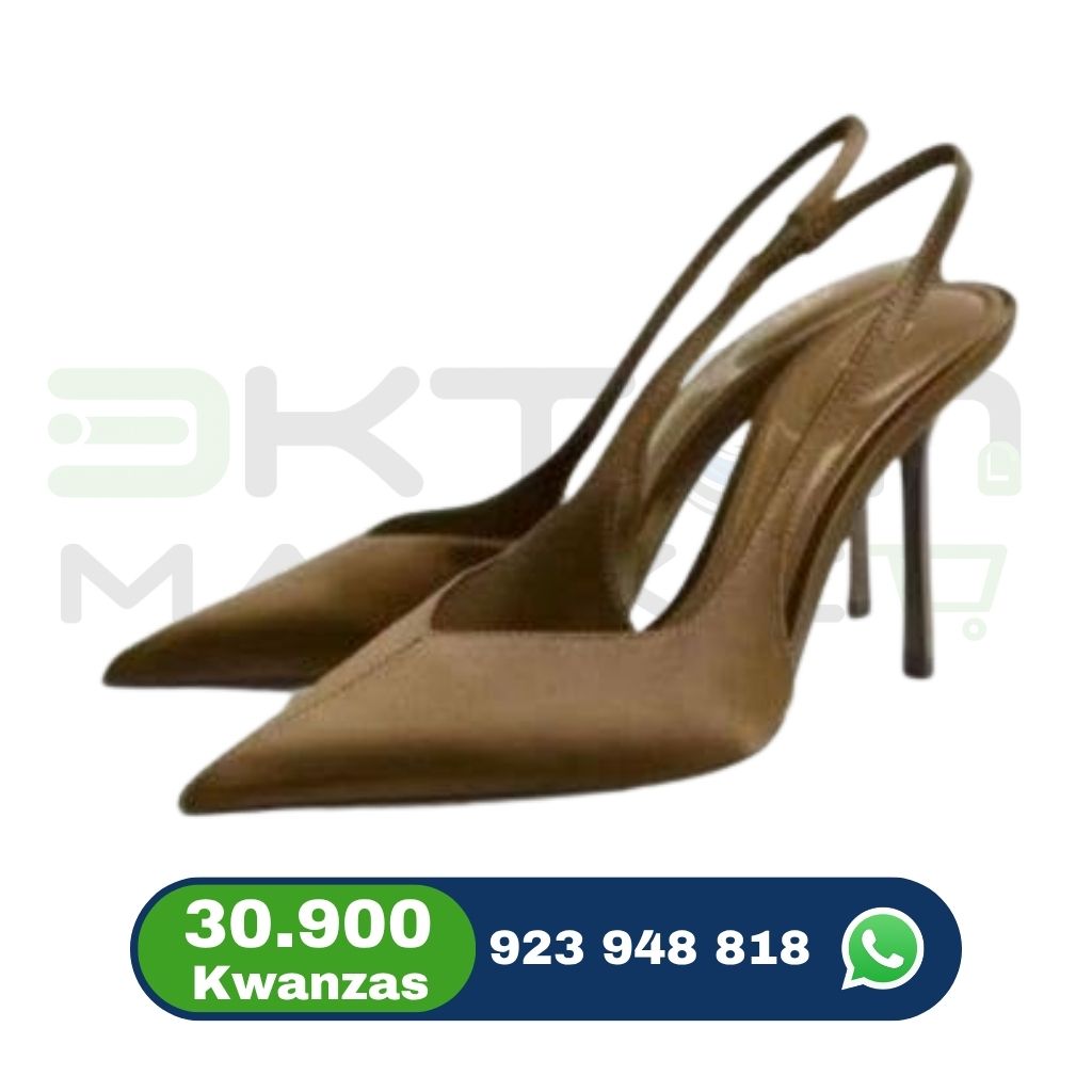 Scarpin Slingback Feminino Camel em Cetim