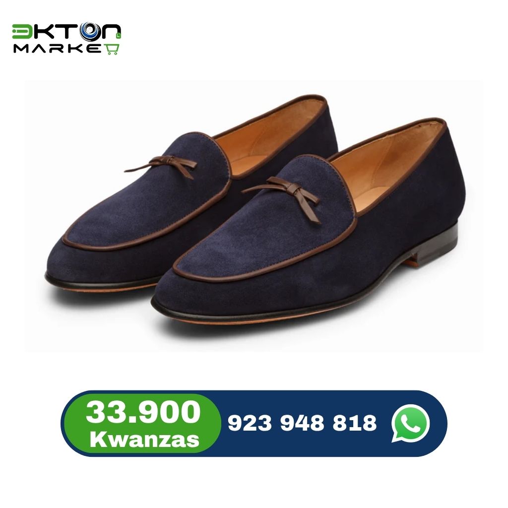 Mocassim Masculino Azul com Detalhe Castanho