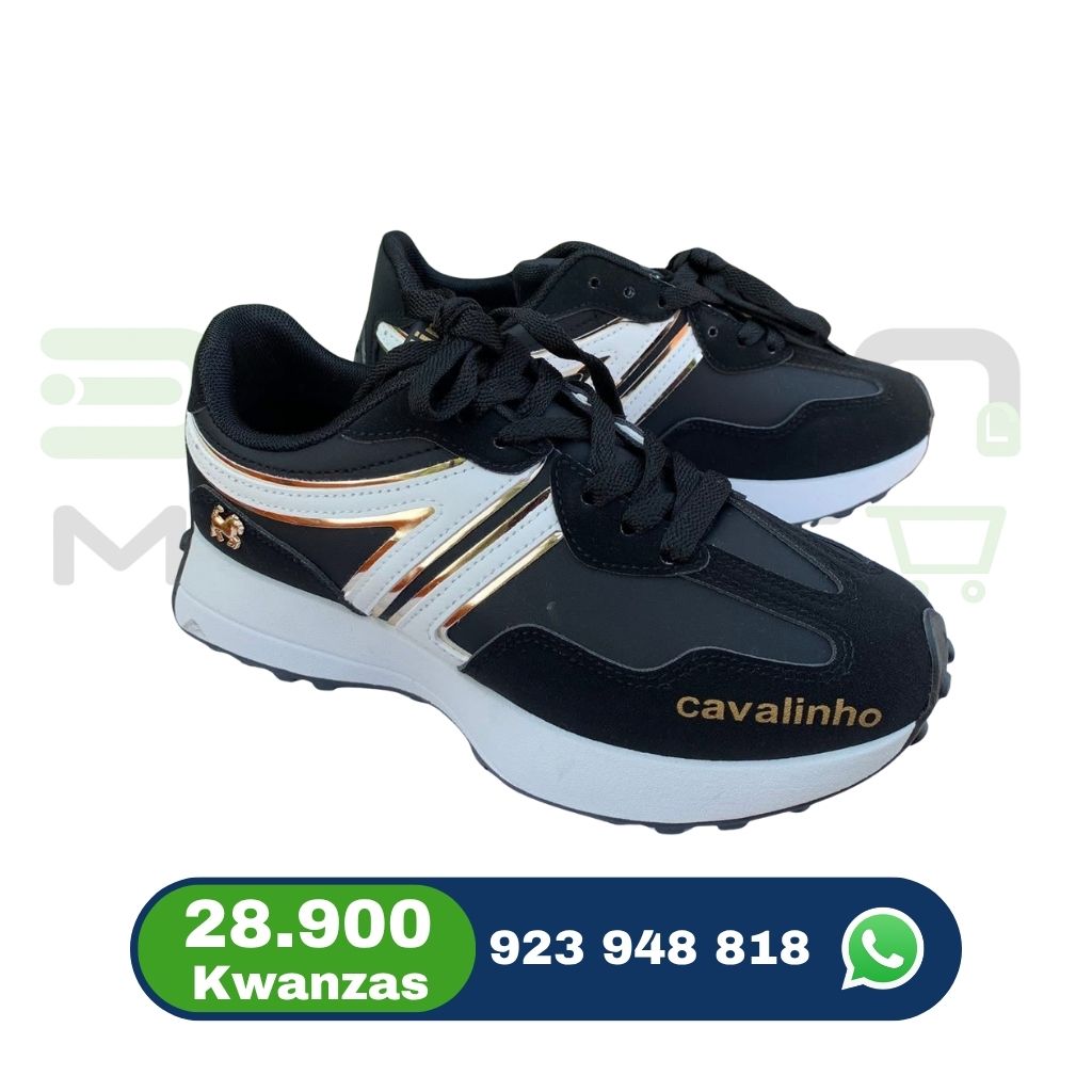 Ténis Casual Masculino Branco com Detalhes Dourados