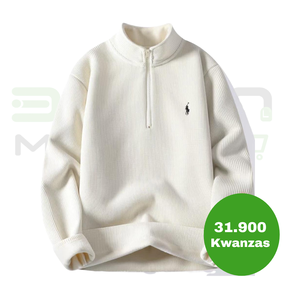 Camisola Meio-Fecho Casual Off-White