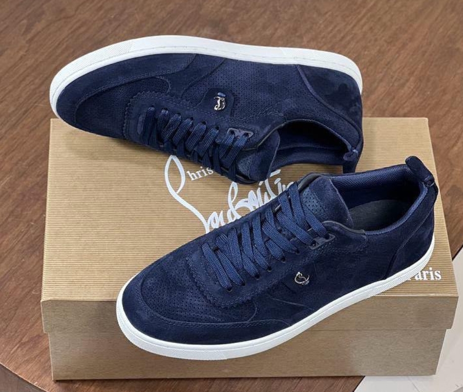 Ténis Christian Louboutin em Camurça Azul-Marinho