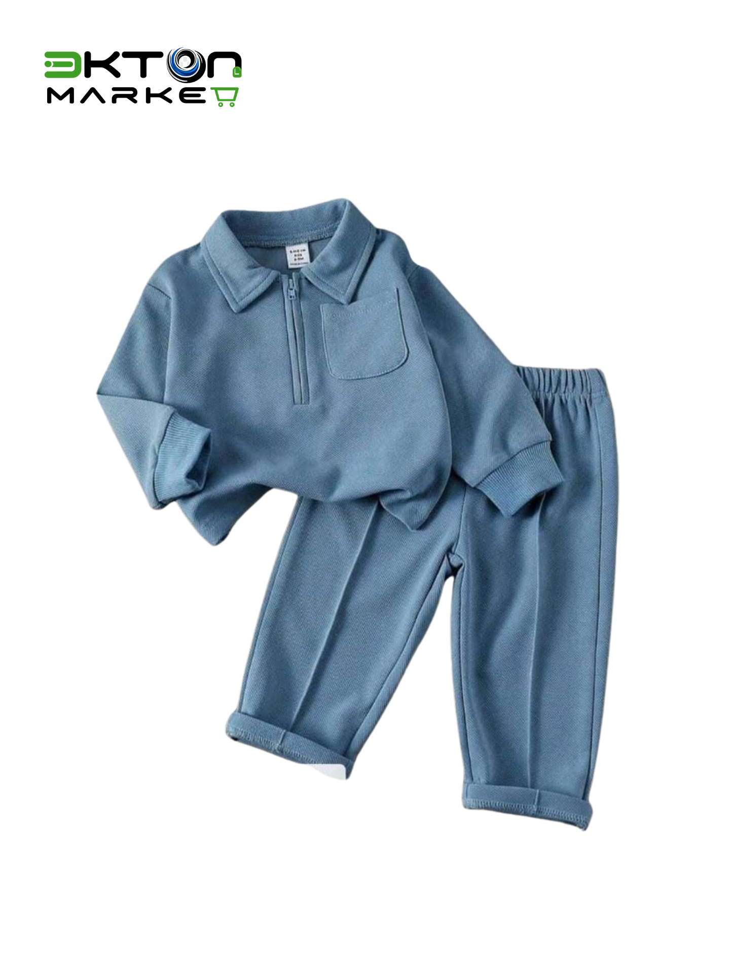 Conjunto Bebé Polo com Fecho · Azul Denim