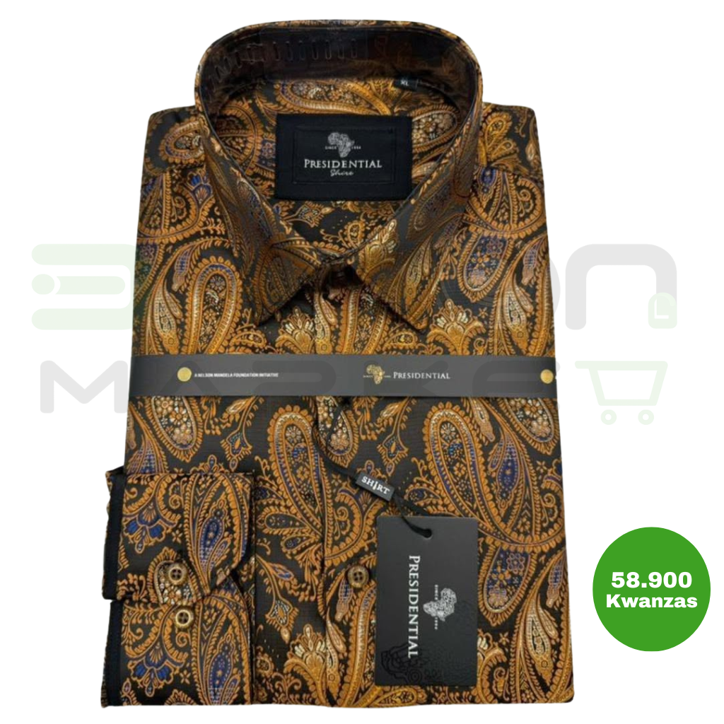 Camisa Social Presidential Luxe T113 Ocre Paisley