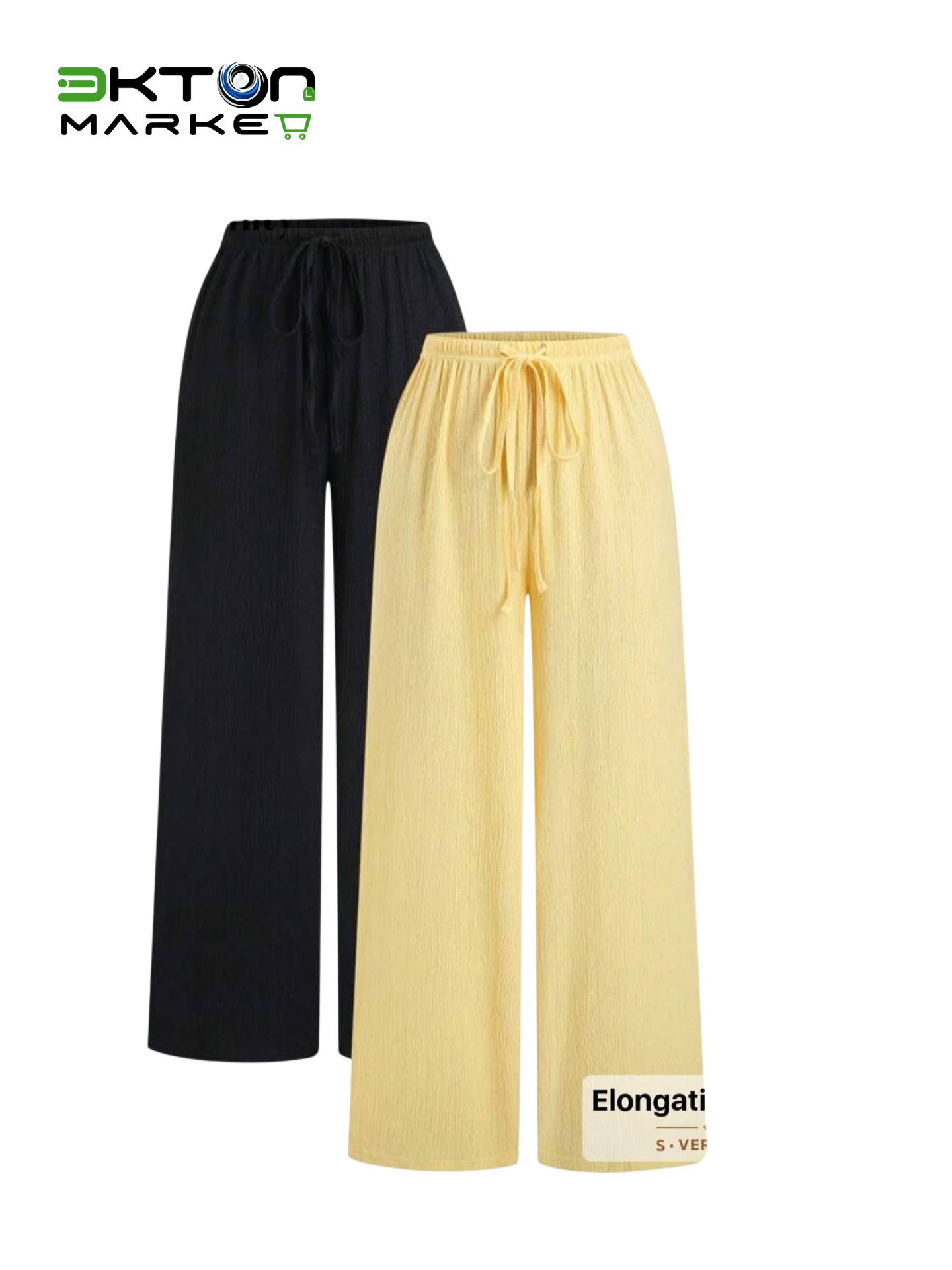 Calça Palazzo Plissada de Cintura Elástica — imagem 2 de 5