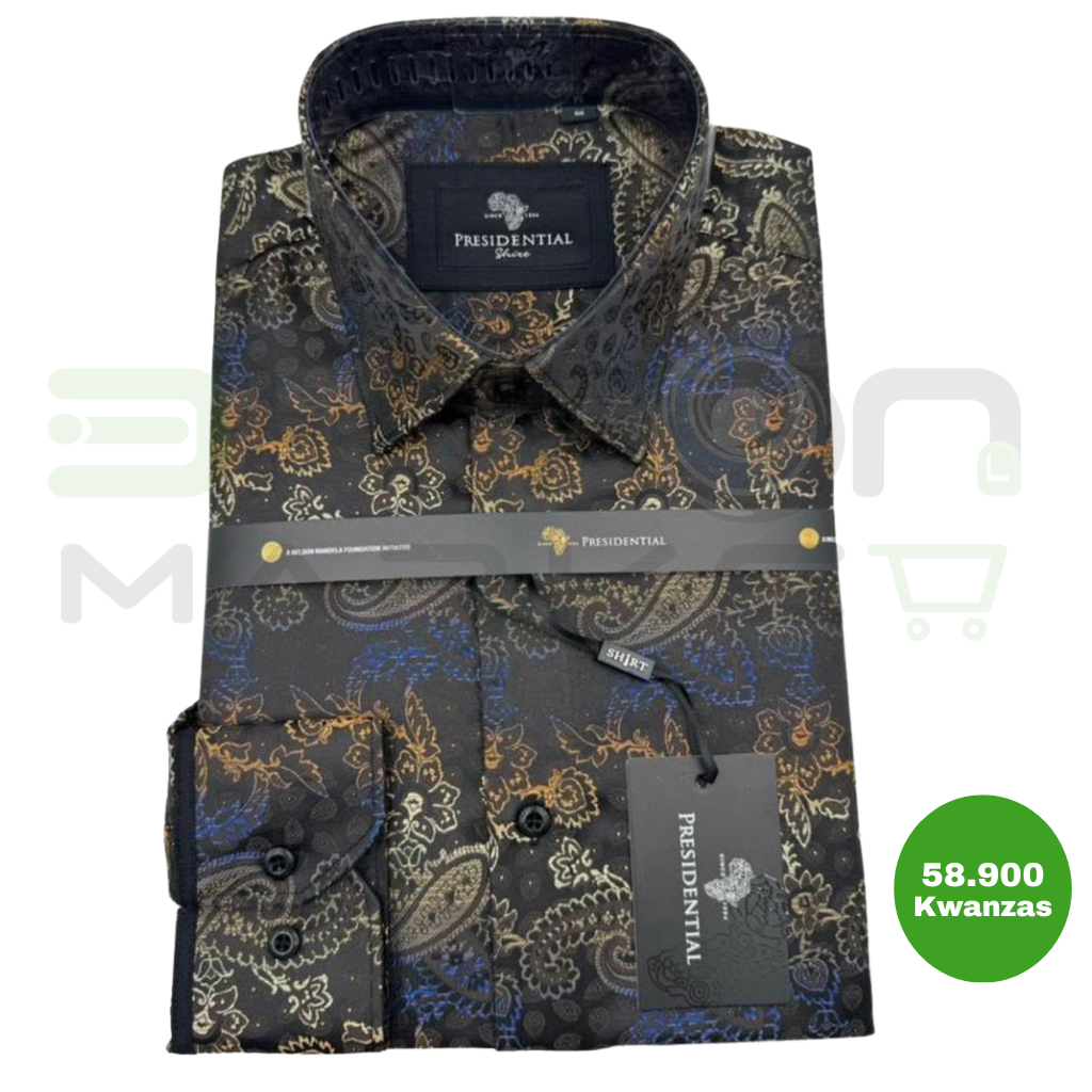 Camisa Social Presidential Luxe T115 Preto Floral