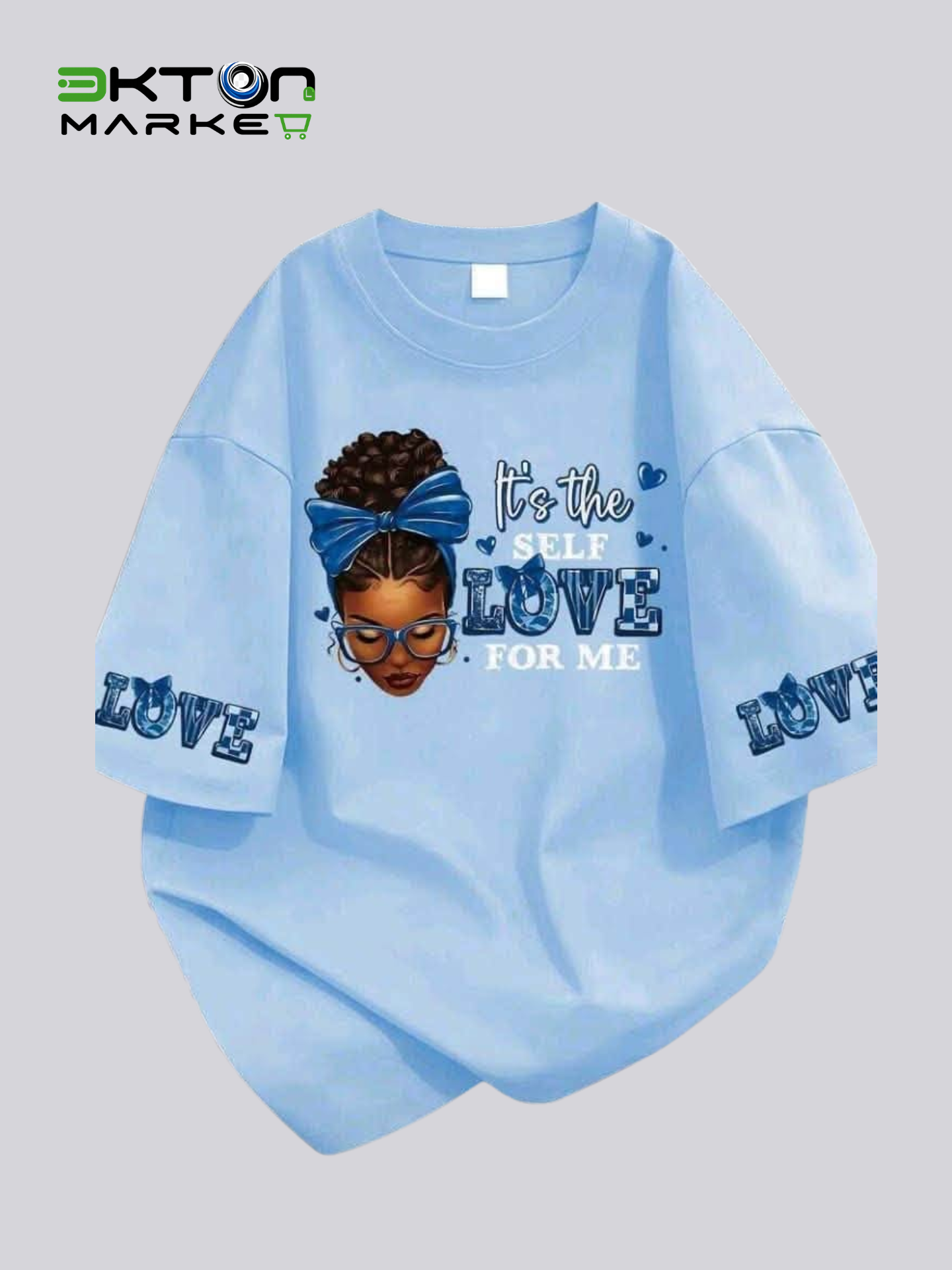 T-shirt Oversized Azul "Self Love For Me"